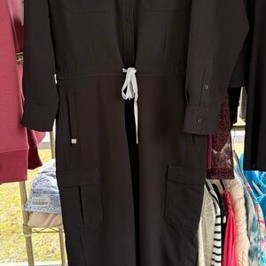 Figs Black Jumpsuit with White Drawstring